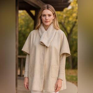 LOVESTITCH/.Faux Suede Sherpa Collar Cape Coat - NWT
